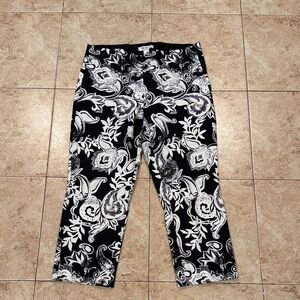 WHBM Black and White Paisley Print Pants